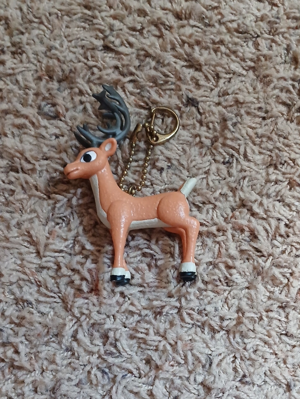 Cute Deer Keychain Charm in Peach and Gray Rudolphs Dad From Rudolph